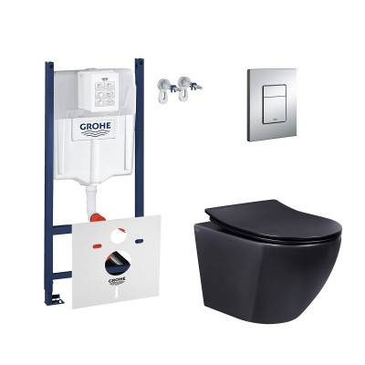 Будкрам купить Набор инсталляция 4 в 1 Grohe Rapid SL 3884000G + унитаз с сиденьем Qtap Robin QT1333046ERMB