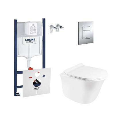 Будкрам купить Набор инсталляция 4 в 1 Grohe Rapid SL 3884000G + унитаз с сиденьем Qtap Virgo QT1833051ERW