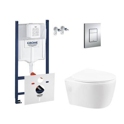 Будкрам купить Набор инсталляция 4 в 1 Grohe Rapid SL 3884000G + унитаз с сиденьем Qtap Leo QT11331002ERW