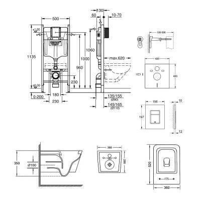 Будкрам купить Набор инсталляция 4 в 1 Grohe Rapid SL 3884000G + унитаз с сиденьем Qtap Crow QT05335170W Набор инсталляция 4 в 1 Grohe Rapid SL 3884000G + унитаз с сиденьем Qtap Crow QT05335170W 2