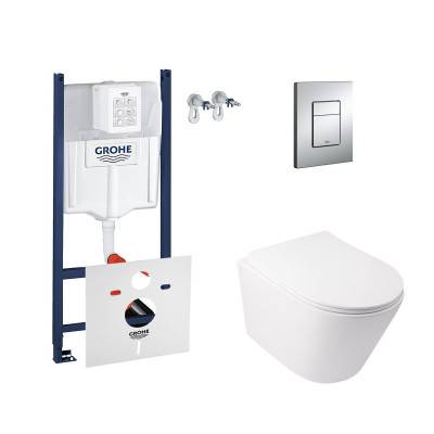 Будкрам купить Набор инсталляция 4 в 1 Grohe Rapid SL 3884000G + унитаз с сиденьем Qtap Swan QT16335178W