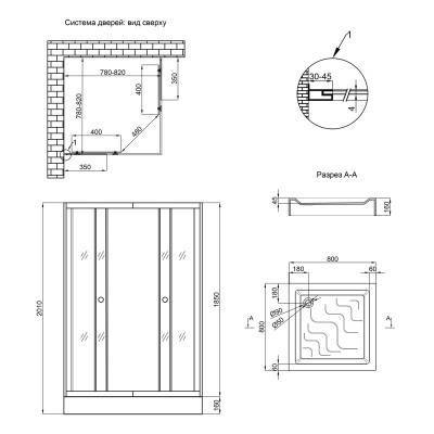 Будкрам купити Набір Lidz душова кабіна Wiezak SC80x80.SAT.LOW.L, скло Linie 4 мм + піддон Mazur Набір Lidz душова кабіна Wiezak SC80x80.SAT.LOW.L, скло Linie 4 мм + піддон Mazur 2
