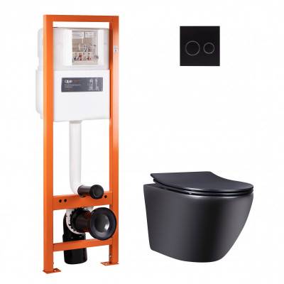 Будкрам купить Набор Qtap инсталляция 4 в 1 с панелью смыва Nest (QT0233M370 + QT0211P01V1178MB) + унитаз с сиденьем Robin QT1333046ENRMB