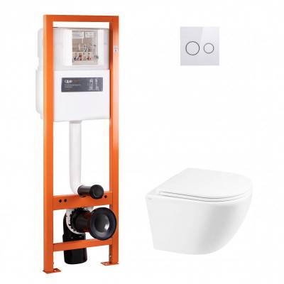 Будкрам купить Набор Qtap инсталляция 4 в 1 с панелью смыва Nest (QT0233M370 + QT0211P01V1176W) + унитаз с сиденьем Robin QT1333046ENRW