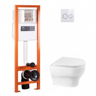 Будкрам купить Набор Qtap инсталляция 4 в 1 с панелью смыва Nest (QT0233M370 + QT0211P01V1176W) + унитаз с сиденьем Aries QT0333063ERW