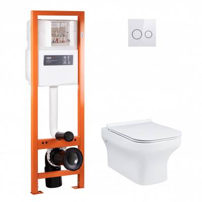 Будкрам купить Набор Qtap инсталляция 4 в 1 с панелью смыва Nest (QT0233M370 + QT0211P01V1176W) + унитаз с сиденьем Cardinal QT0433C660HW