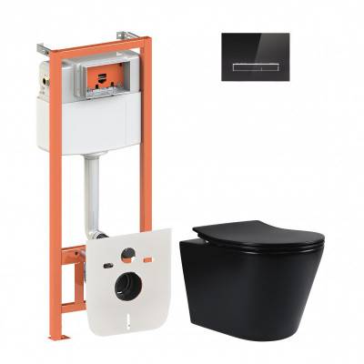 Будкрам купить Набор Qtap инсталляция 4 в 1 с панелью смыва Nest (QT0133M425 + QT0111V1107GB) + унитаз с сиденьем Scorpio QT1433053ERMB