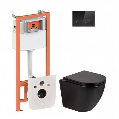 Будкрам купить Набор Qtap инсталляция 4 в 1 с панелью смыва Nest (QT0133M425 + QT0111V1107GB) + унитаз с сиденьем Robin QT13332141ERMB