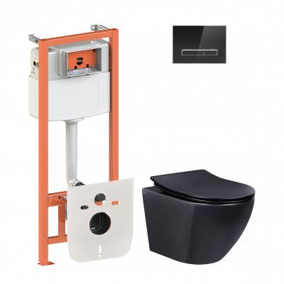 Будкрам купить Набор Qtap инсталляция 4 в 1 с панелью смыва Nest (QT0133M425 + QT0111V1107GB) + унитаз с сиденьем Robin QT1333046ERMB