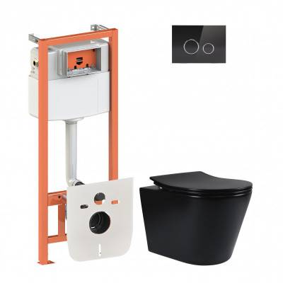 Будкрам купить Набор Qtap инсталляция 4 в 1 с панелью смыва Nest (QT0133M425 + QT0111V1107GB) + унитаз с сиденьем Scorpio QT1433053ERMB