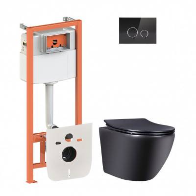 Будкрам купить Набор Qtap инсталляция 4 в 1 с панелью смыва Nest (QT0133M425 + QT0111V1107GB) + унитаз с сиденьем Robin QT1333046ENRMB