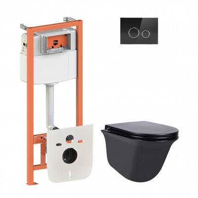 Будкрам купить Набор Qtap инсталляция 4 в 1 с панелью смыва Nest (QT0133M425 + QT0111V1107GB) + унитаз с сиденьем Virgo QT1833051ERMB