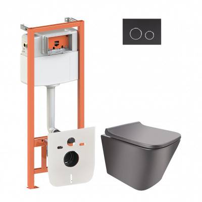 Будкрам купить Набор Qtap инсталляция 4 в 1 с панелью смыва Nest (QT0133M425 + QT0111M11V1146MB) + унитаз с сиденьем Tern QT1733052ERMB