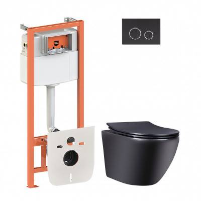 Будкрам купить Набор Qtap инсталляция 4 в 1 с панелью смыва Nest (QT0133M425 + QT0111M11V1146MB) + унитаз с сиденьем Robin QT1333046ENRMB