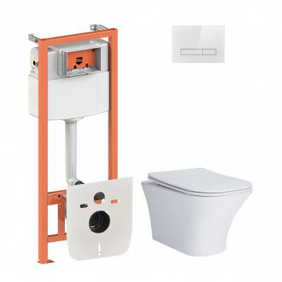 Будкрам купить Набор Qtap инсталляция 4 в 1 с панелью смыва Nest (QT0133M425 + QT0111V1105GW) + унитаз с сиденьем Presto QT24332615EW