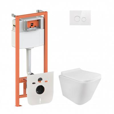 Будкрам купить Набор Qtap инсталляция 4 в 1 с панелью смыва Nest (QT0133M425 + QT0111V1164GW) + унитаз с сиденьем Tern QT1733052ERW