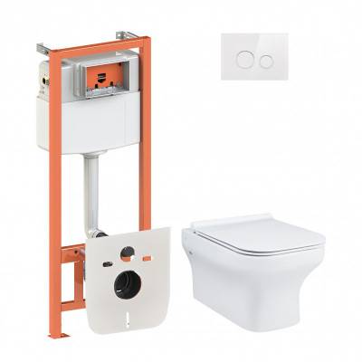 Будкрам купить Набор Qtap инсталляция 4 в 1 с панелью смыва Nest (QT0133M425 + QT0111V1164GW) + унитаз с сиденьем Cardinal QT0433C660HW