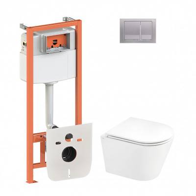 Будкрам купить Набор Qtap инсталляция 4 в 1 с панелью смыва Nest (QT0133M425 + QT0111M06029SAT) + унитаз с сиденьем Scorpio QT1433053ERW