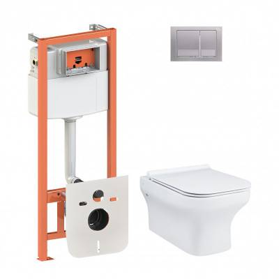 Будкрам купить Набор Qtap инсталляция 4 в 1 с панелью смыва Nest (QT0133M425 + QT0111M06029SAT) + унитаз с сиденьем Cardinal QT0333063ERW