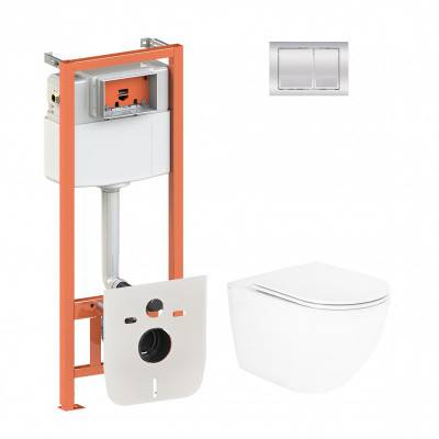 Будкрам купить Набор Qtap инсталляция 4 в 1 с панелью смыва Nest (QT0133M425 + QT0111M06028CRM) + унитаз с сиденьем Tern QT13332141ERW