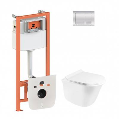 Будкрам купить Набор Qtap инсталляция 4 в 1 с панелью смыва Nest (QT0133M425 + QT0111M06028CRM) + унитаз с сиденьем Virgo QT1833051ERW