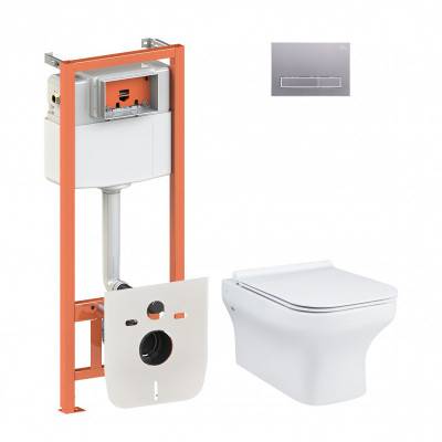 Будкрам купить Набор Qtap инсталляция 4 в 1 с панелью смыва Nest (QT0133M425 + QT0111M08382SAT) + унитаз с сиденьем Cardinal QT0433C660HW