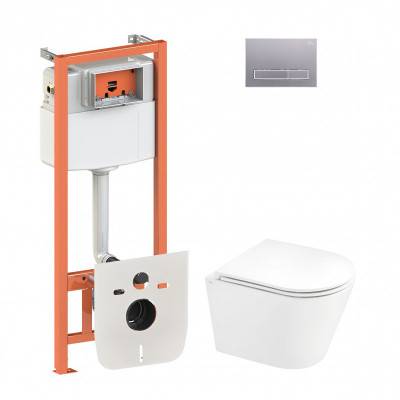 Будкрам купить Набор Qtap инсталляция 4 в 1 с панелью смыва Nest (QT0133M425 + QT0111M08382SAT) + унитаз с сиденьем Scorpio QT1433053ERW