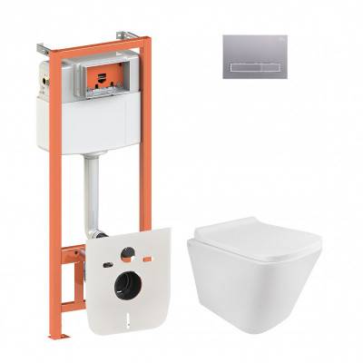 Будкрам купить Набор Qtap инсталляция 4 в 1 с панелью смыва Nest (QT0133M425 + QT0111M08382SAT) + унитаз с сиденьем Tern QT1733052ERW