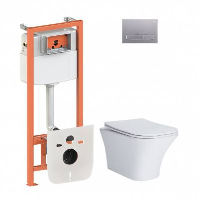 Будкрам купить Набор Qtap инсталляция 4 в 1 с панелью смыва Nest (QT0133M425 + QT0111M08382SAT) + унитаз с сиденьем Presto QT24332615EW