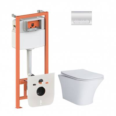 Будкрам купить Набор Qtap инсталляция 4 в 1 с панелью смыва Nest (QT0133M425 + QT0111M08381CRM) + унитаз с сиденьем Presto QT24332615EW