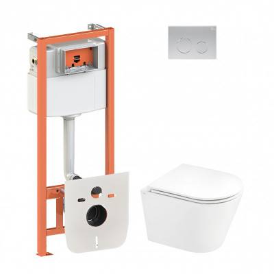 Будкрам купить Набор Qtap инсталляция 4 в 1 с панелью смыва Nest (QT0133M425 + QT0111M11111SAT) + унитаз с сиденьем Scorpio QT1433053ERW