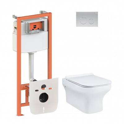 Будкрам купить Набор Qtap инсталляция 4 в 1 с панелью смыва Nest (QT0133M425 + QT0111M11111SAT) + унитаз с сиденьем Cardinal QT0333063ERW