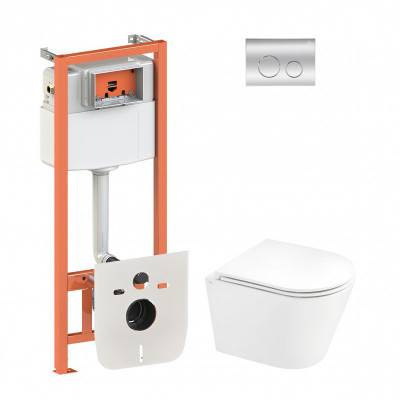 Будкрам купить Набор Qtap инсталляция 4 в 1 с панелью смыва Nest (QT0133M425 + QT0111M11112CRM) + унитаз с сиденьем Scorpio QT1433053ERW