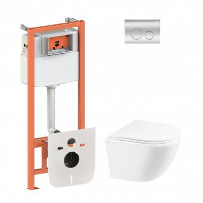 Будкрам купить Набор Qtap инсталляция 4 в 1 с панелью смыва Nest (QT0133M425 + QT0111M11112CRM) + унитаз с сиденьем Robin QT1333046ERW