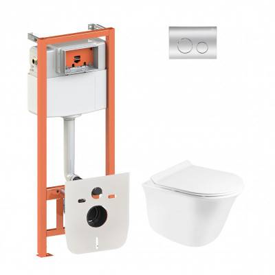 Будкрам купить Набор Qtap инсталляция 4 в 1 с панелью смыва Nest (QT0133M425 + QT0111M11112CRM) + унитаз с сиденьем Virgo QT1833051ERW