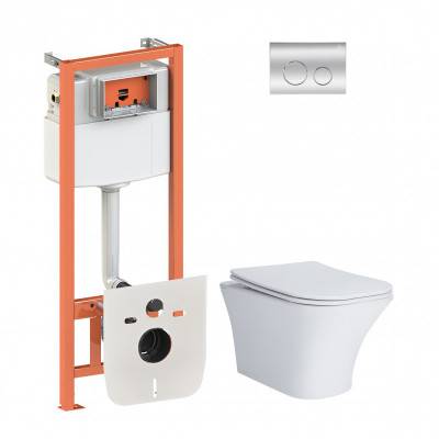 Будкрам купить Набор Qtap инсталляция 4 в 1 с панелью смыва Nest (QT0133M425 + QT0111M11112CRM) + унитаз с сиденьем Presto QT24332615EW