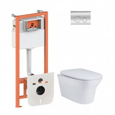 Будкрам купить Набор Qtap инсталляция 4 в 1 с панелью смыва Nest (QT0133M425 + QT0111M11112CRM) + унитаз с сиденьем Gemini QT25332614EW