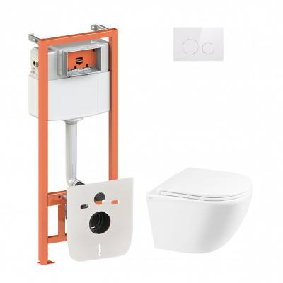 Будкрам купить Набор Qtap инсталляция 4 в 1 с панелью смыва Nest (QT0133M425 + QT0111M11110W) + унитаз с сиденьем Robin QT1333046ERW