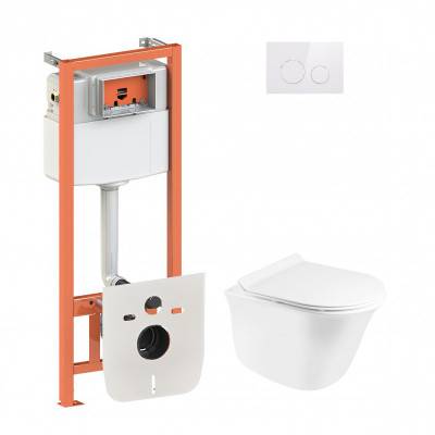 Будкрам купить Набор Qtap инсталляция 4 в 1 с панелью смыва Nest (QT0133M425 + QT0111M11110W) + унитаз с сиденьем Virgo QT1833051ERW