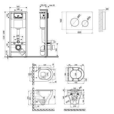 Будкрам купить Набор Qtap инсталляция 4 в 1 с панелью смыва Nest (QT0133M425 + QT0111M11110W) + унитаз с сиденьем Aries QT0333063ERW Набор Qtap инсталляция 4 в 1 с панелью смыва Nest (QT0133M425 + QT0111M11110W) + унитаз с сиденьем Aries QT0333063ERW 2