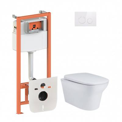 Будкрам купить Набор Qtap инсталляция 4 в 1 с панелью смыва Nest (QT0133M425 + QT0111M11110W) + унитаз с сиденьем Gemini QT25332614EW