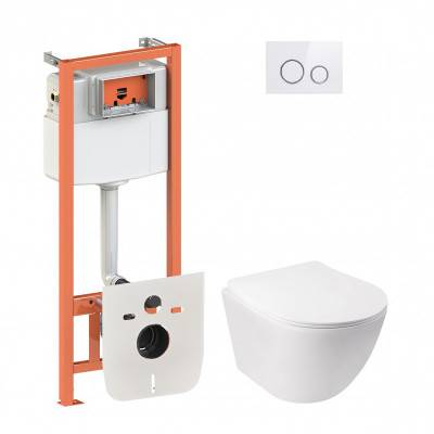 Будкрам купить Набор Qtap инсталляция 4 в 1 с панелью смыва Nest (QT0133M425 + QT0111M11V1114W) + унитаз с сиденьем Jay QT07335176W