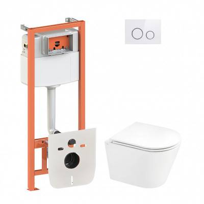 Будкрам купить Набор Qtap инсталляция 4 в 1 с панелью смыва Nest (QT0133M425 + QT0111M11V1114W) + унитаз с сиденьем Scorpio QT1433053ERW