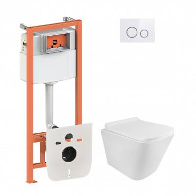 Будкрам купить Набор Qtap инсталляция 4 в 1 с панелью смыва Nest (QT0133M425 + QT0111M11V1114W) + унитаз с сиденьем Tern QT1733052ERW