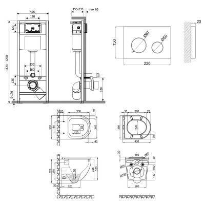 Будкрам купить Набор Qtap инсталляция 4 в 1 с панелью смыва Nest (QT0133M425 + QT0111M11V1114W) + унитаз с сиденьем Robin QT1333046ERW Набор Qtap инсталляция 4 в 1 с панелью смыва Nest (QT0133M425 + QT0111M11V1114W) + унитаз с сиденьем Robin QT1333046ERW 2