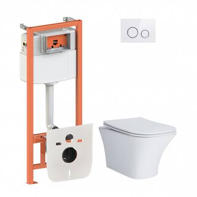 Будкрам купить Набор Qtap инсталляция 4 в 1 с панелью смыва Nest (QT0133M425 + QT0111M11V1114W) + унитаз с сиденьем Presto QT24332615EW