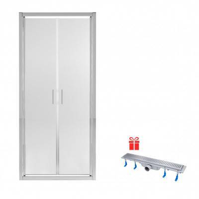 Будкрам купить Набор Qtap дверь в нишу Gemini CRM209.C6 90х190 см, стекло Clear 6 мм, покрытие CalcLess + трап линейный Dry FB304-600 с сухим затвором и нержавеющей решеткой 600х73 мм