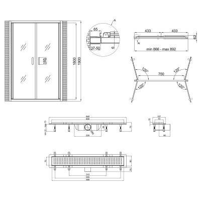 Будкрам купити Набір Qtap двері в нішу Gemini CRM209.C6 90х190 см, скло Clear 6 мм, покриття CalcLess + трап лінійний Dry FB304-600 із сухим затвором та нержавіючою решіткою 600х73 мм Набір Qtap двері в нішу Gemini CRM209.C6 90х190 см, скло Clear 6 мм, покриття CalcLess + трап лінійний Dry FB304-600 із сухим затвором та нержавіючою решіткою 600х73 мм 2