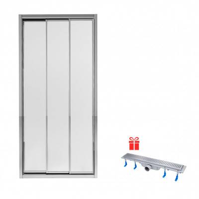 Будкрам купить Набор Qtap дверь в нишу Unifold CRM208.C4 78-81x185 см, стекло Clear 4 мм, покрытие CalcLess + трап линейный Dry FB304-600 с сухим затвором и нержавеющей решеткой 600х73 мм