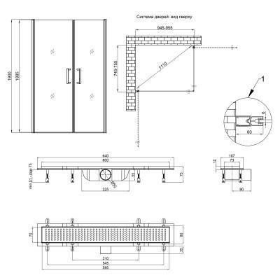 Будкрам купить Набор Qtap душевая кабина Gemini CRM1018RC6 100х80 см, стекло Clear 6 мм + трап линейный Dry FB304-600 с сухим затвором и нержавеющей решеткой 600х73 мм Набор Qtap душевая кабина Gemini CRM1018RC6 100х80 см, стекло Clear 6 мм + трап линейный Dry FB304-600 с сухим затвором и нержавеющей решеткой 600х73 мм 2